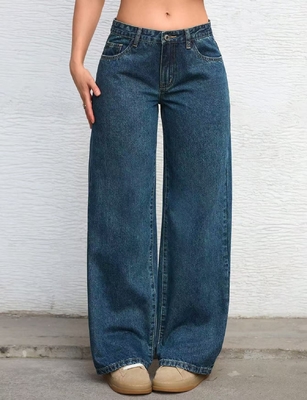 Persian blue comfortable breathable denim pants for women