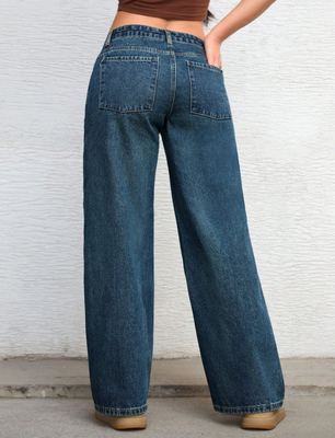 Persian blue comfortable breathable denim pants for women