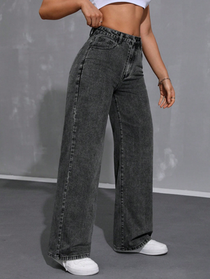 Light gray slouchy jeans for women