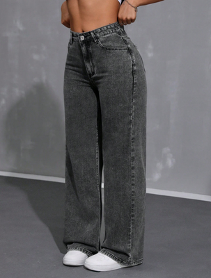 Light gray slouchy jeans for women