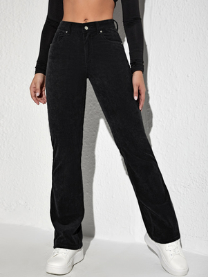 Black corduroy stretch bell bottoms