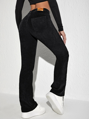 Black corduroy stretch bell bottoms
