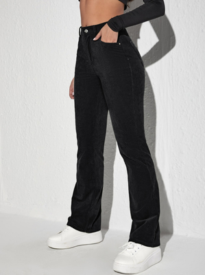 Black corduroy stretch bell bottoms
