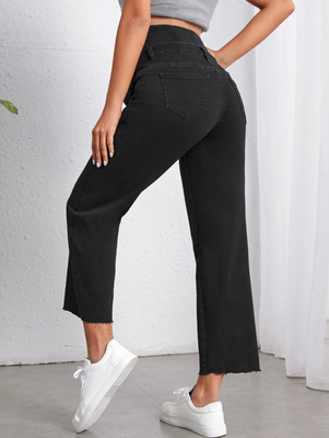 Black stretch high-waisted maternity jeans