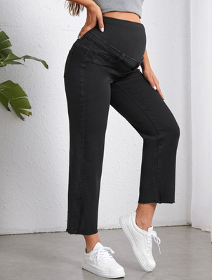 Black stretch high-waisted maternity jeans