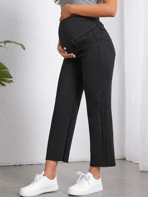 Black stretch high-waisted maternity jeans