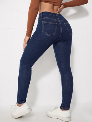 Dark wash blue high elastic skinny jeans