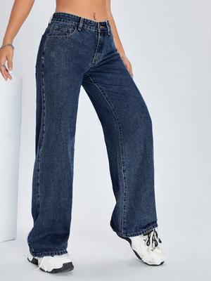 Extra dark blue comfortable breathable denim pants for women