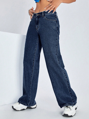 Extra dark blue comfortable breathable denim pants for women