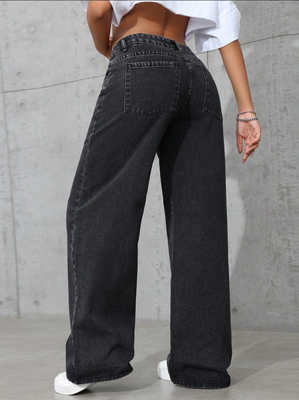 Black gray comfortable breathable denim pants for women