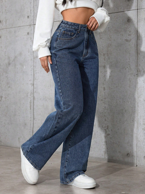 Nostalgia dark blue slouchy jeans for women