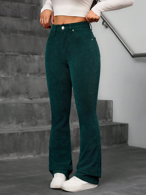 Dark green jeans corduroy stretch bell bottoms