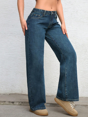 Persian blue comfortable breathable denim pants for women