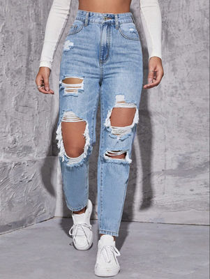 Medium blue ripped denim pants